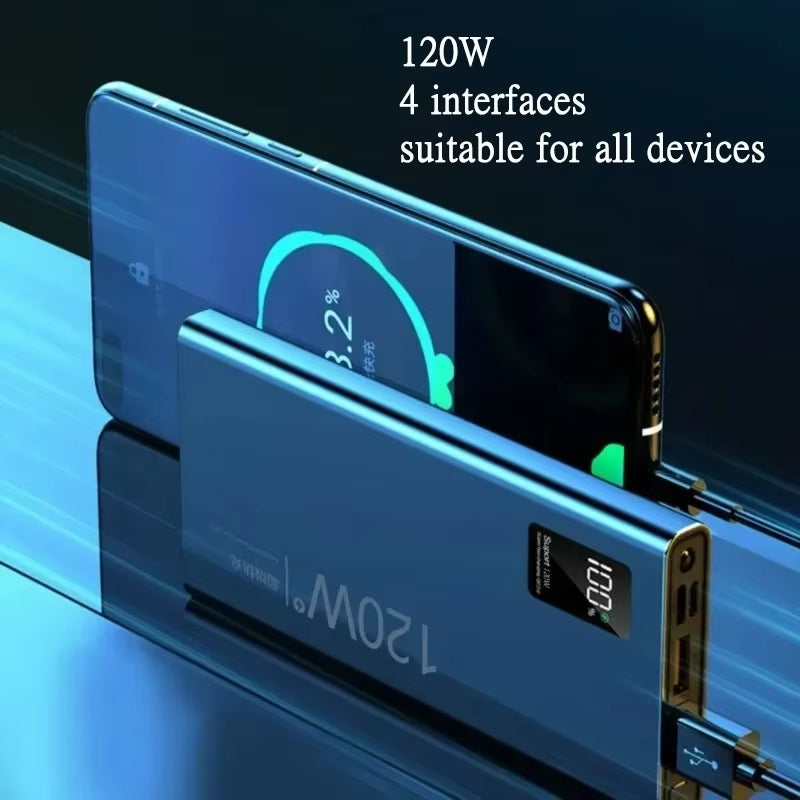 80000Mah Power Bank 120W Super Fast Charging 100% Sufficient Capacity Portable Battery Charger Digital Display for Iphone Xiaomi